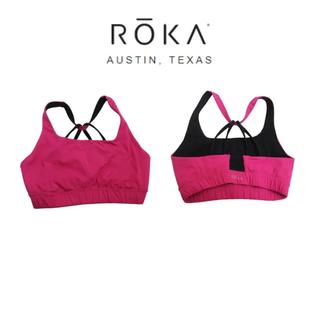 Hot Pink and Black Roka sports bra size Medium - Picture 1 of 7